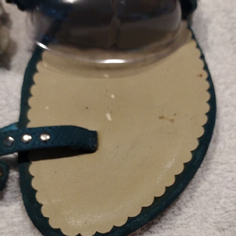 Embellished Teal Sandals - Picture 8 of 9